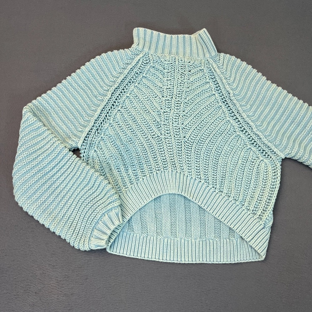 Free People Womens Sm Sweetheart Mock Neck Chunky Sweater in Ocean Pearl Blue
